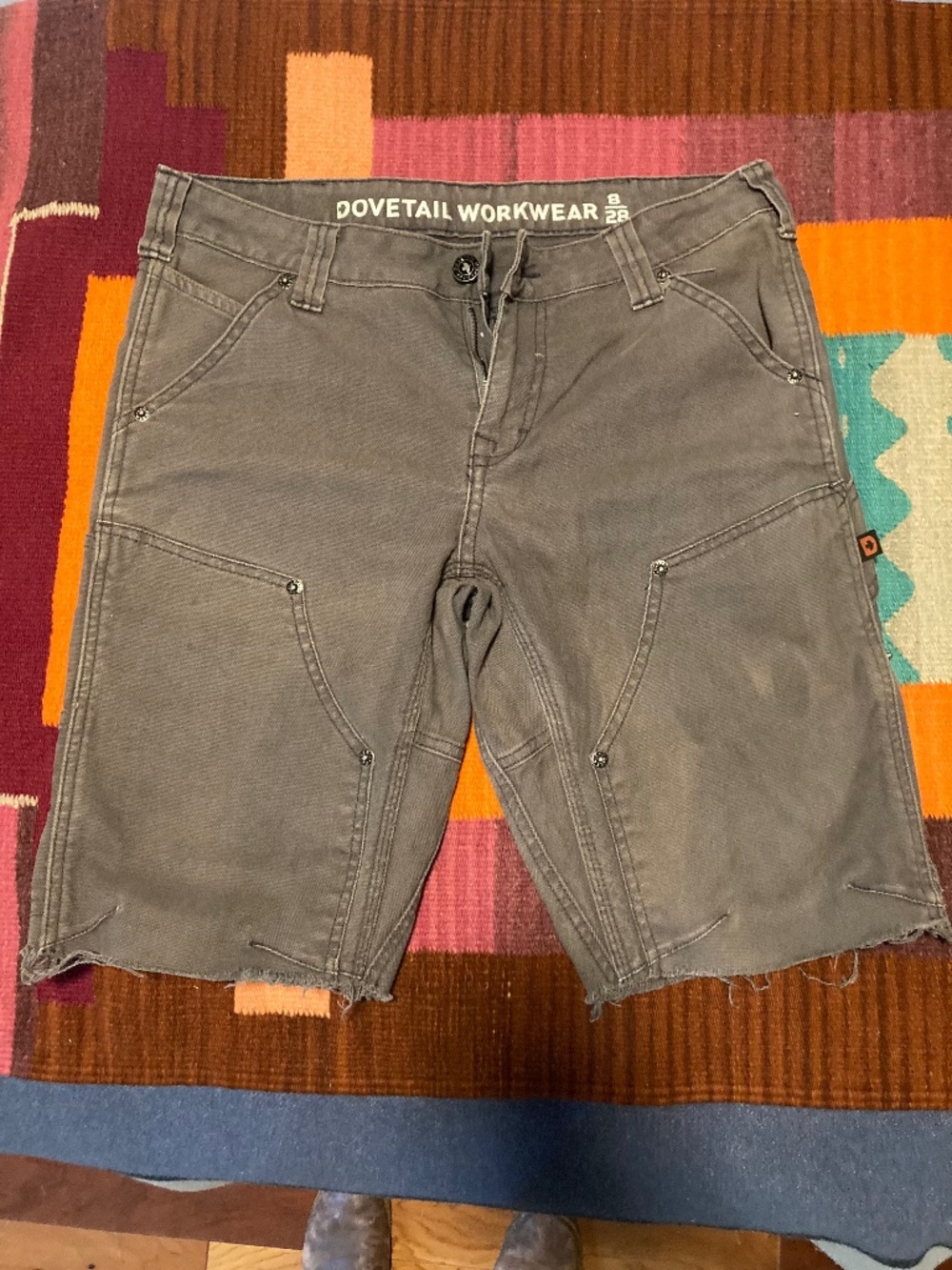dovetail workwear britt utility cut off grey canvas shorts